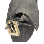 Fendi Black Leather Trim Baguette