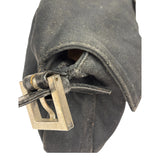 Fendi Black Leather Trim Baguette