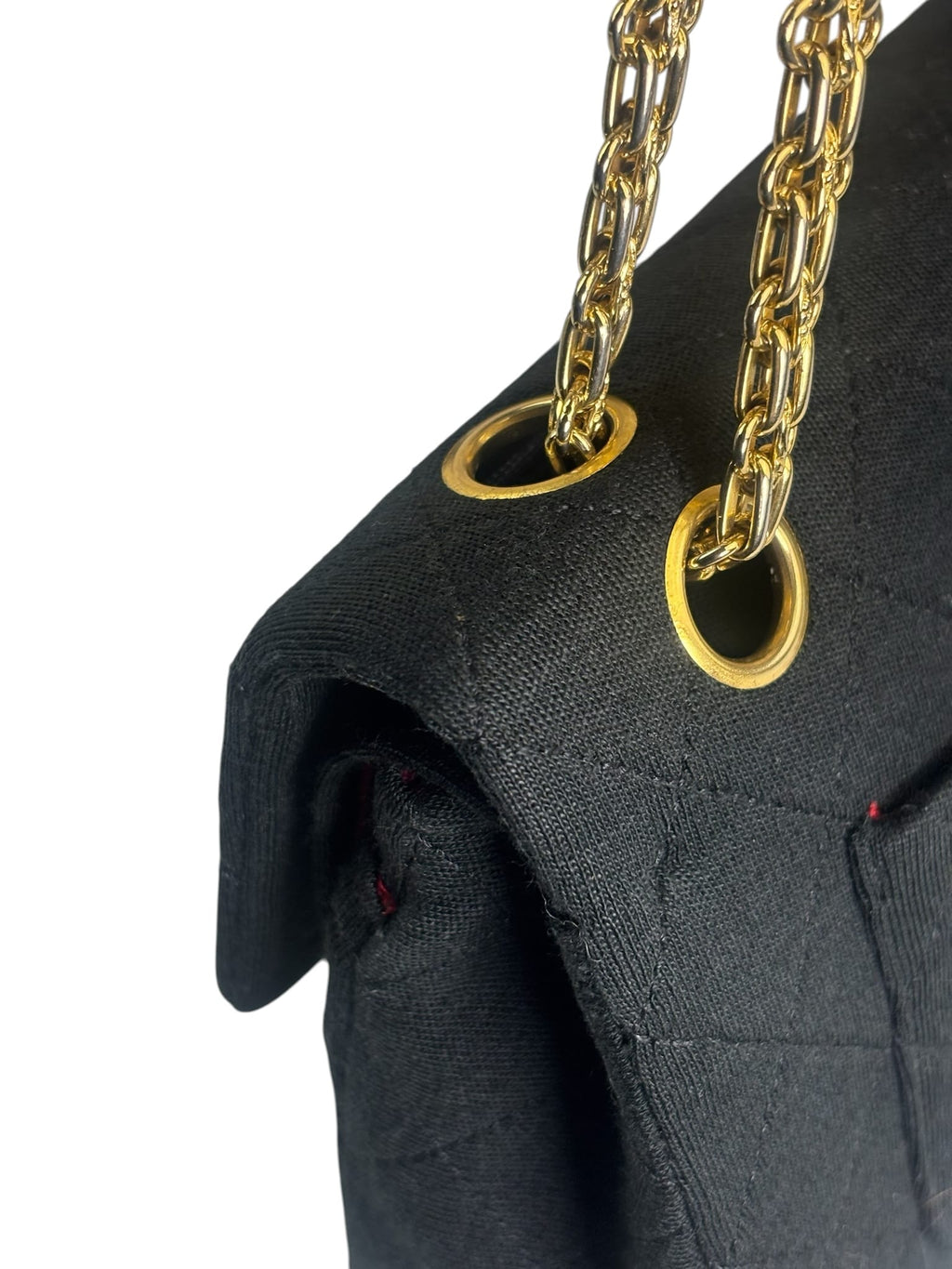Chanel Vintage Black Quilted Jersey Double Flap Bag 1986
