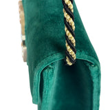 Gucci Green Velvet/Leather Trim Square G Broadway Shoulder Bag