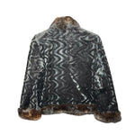 Seura Vintage Wavy Print Brown Fur Coat