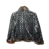 Seura Vintage Wavy Print Brown Fur Coat