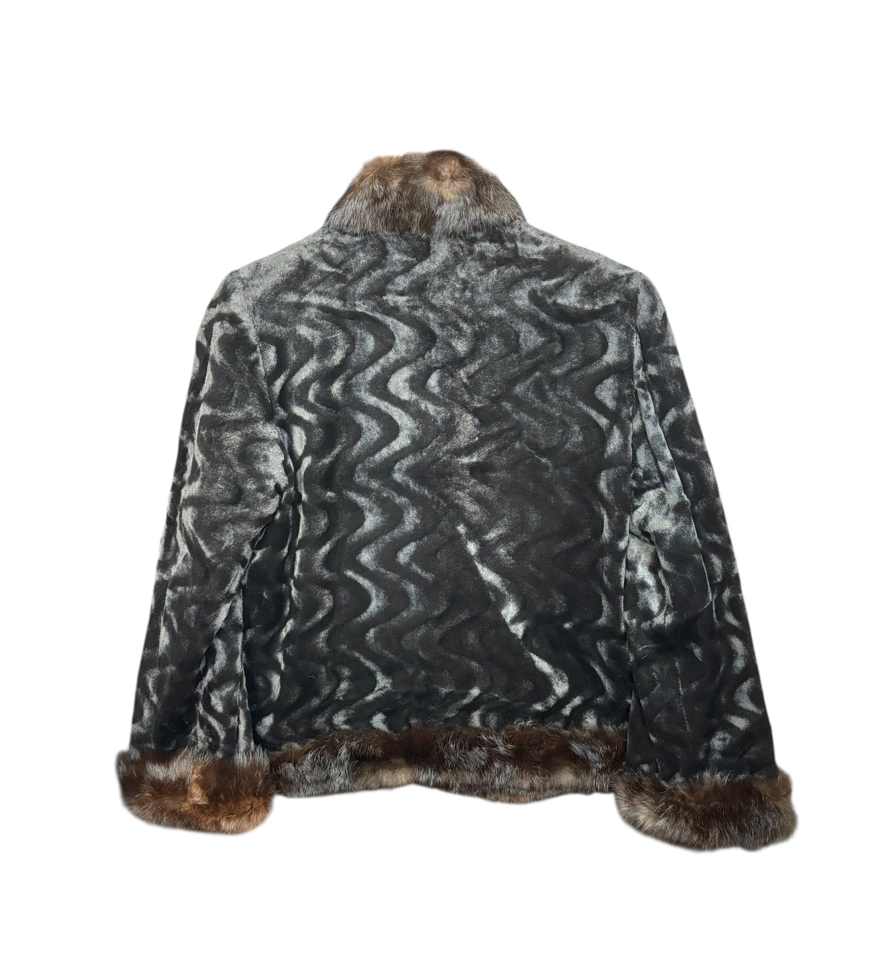 Seura Vintage Wavy Print Brown Fur Coat