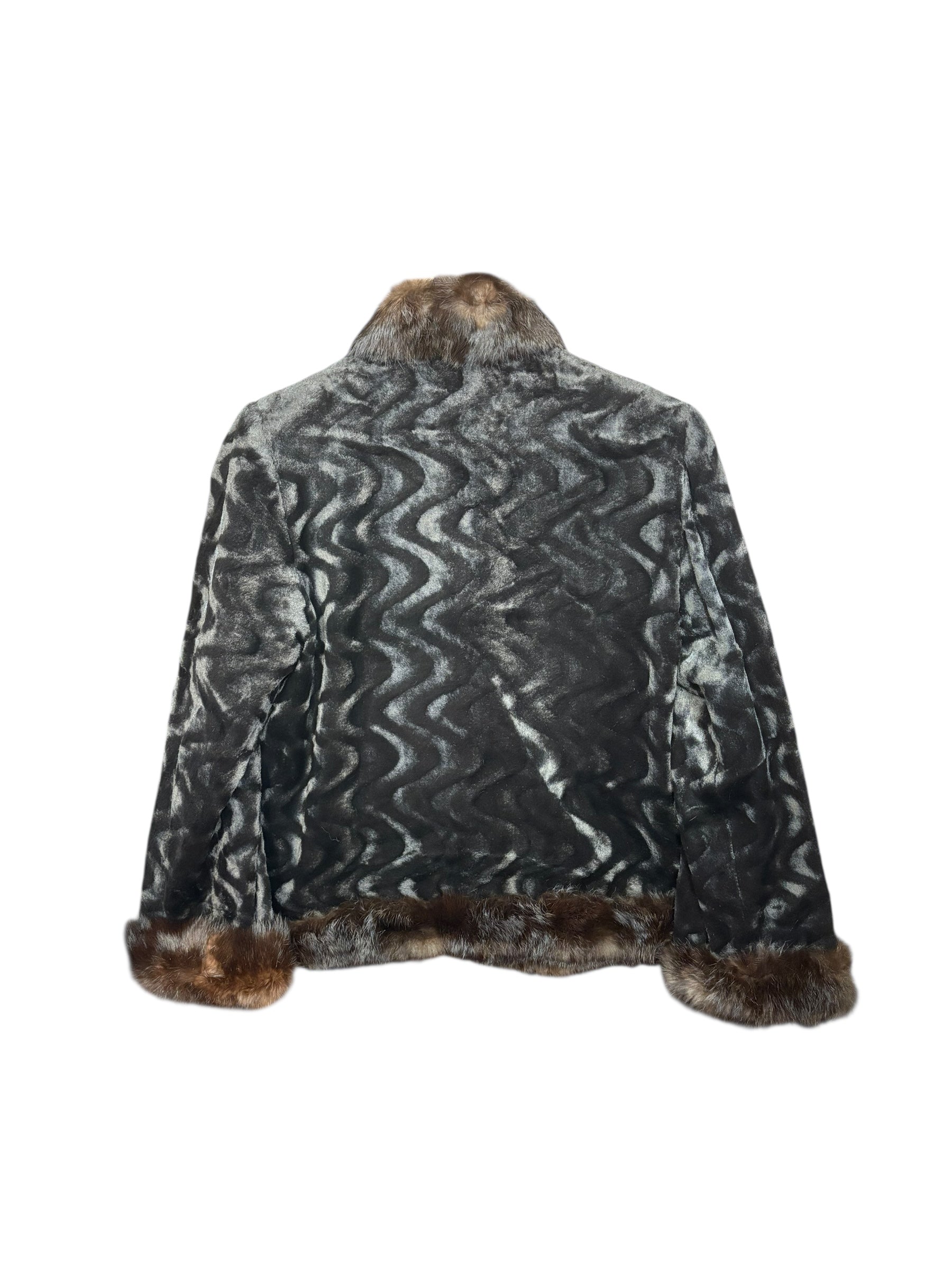 Seura Vintage Wavy Print Brown Fur Coat