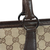 Gucci Brown Leather Trim GG Supreme Shoulder Bag
