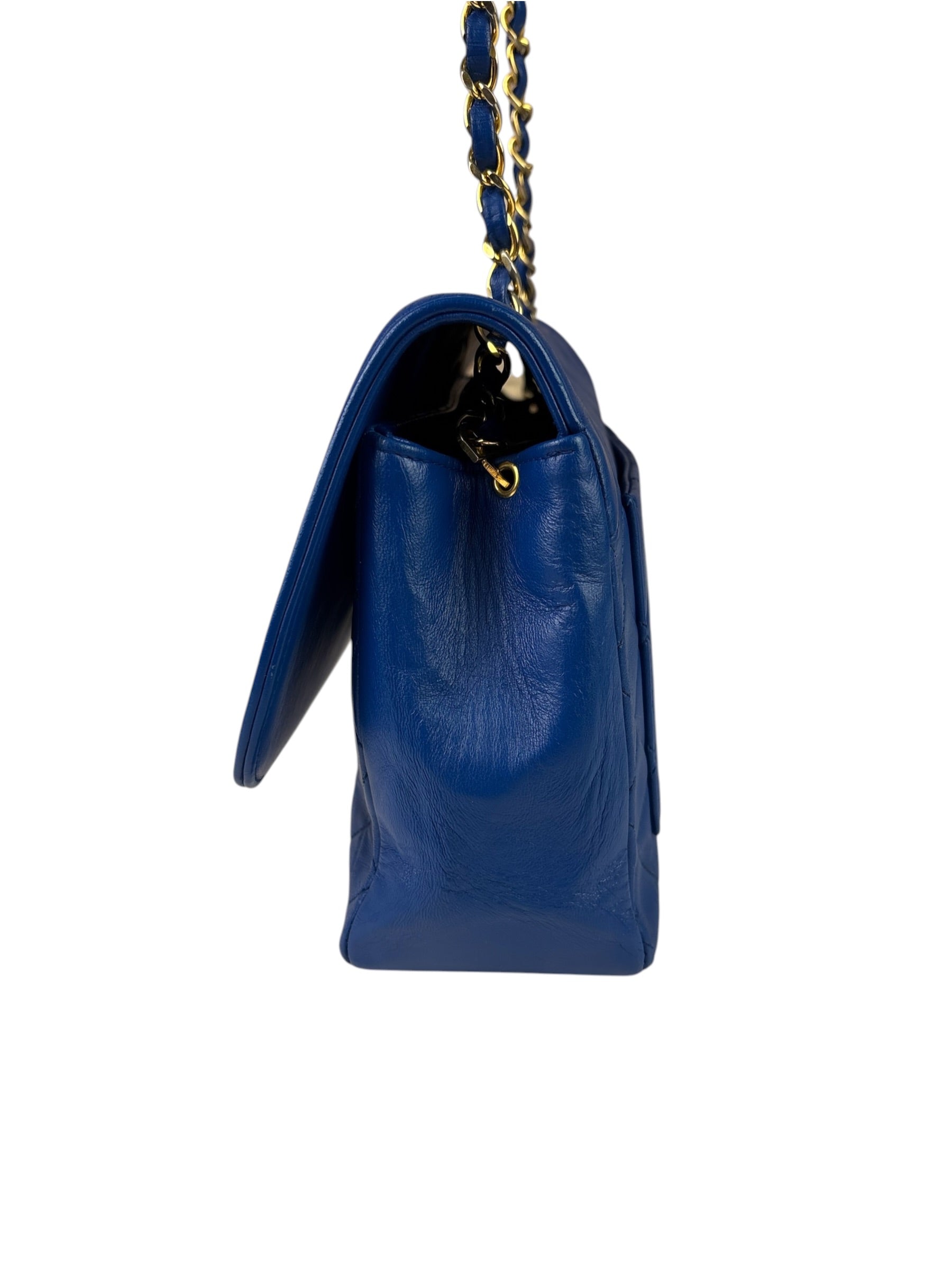 Chanel Vintage Blue Lambskin Flap Bag 1989