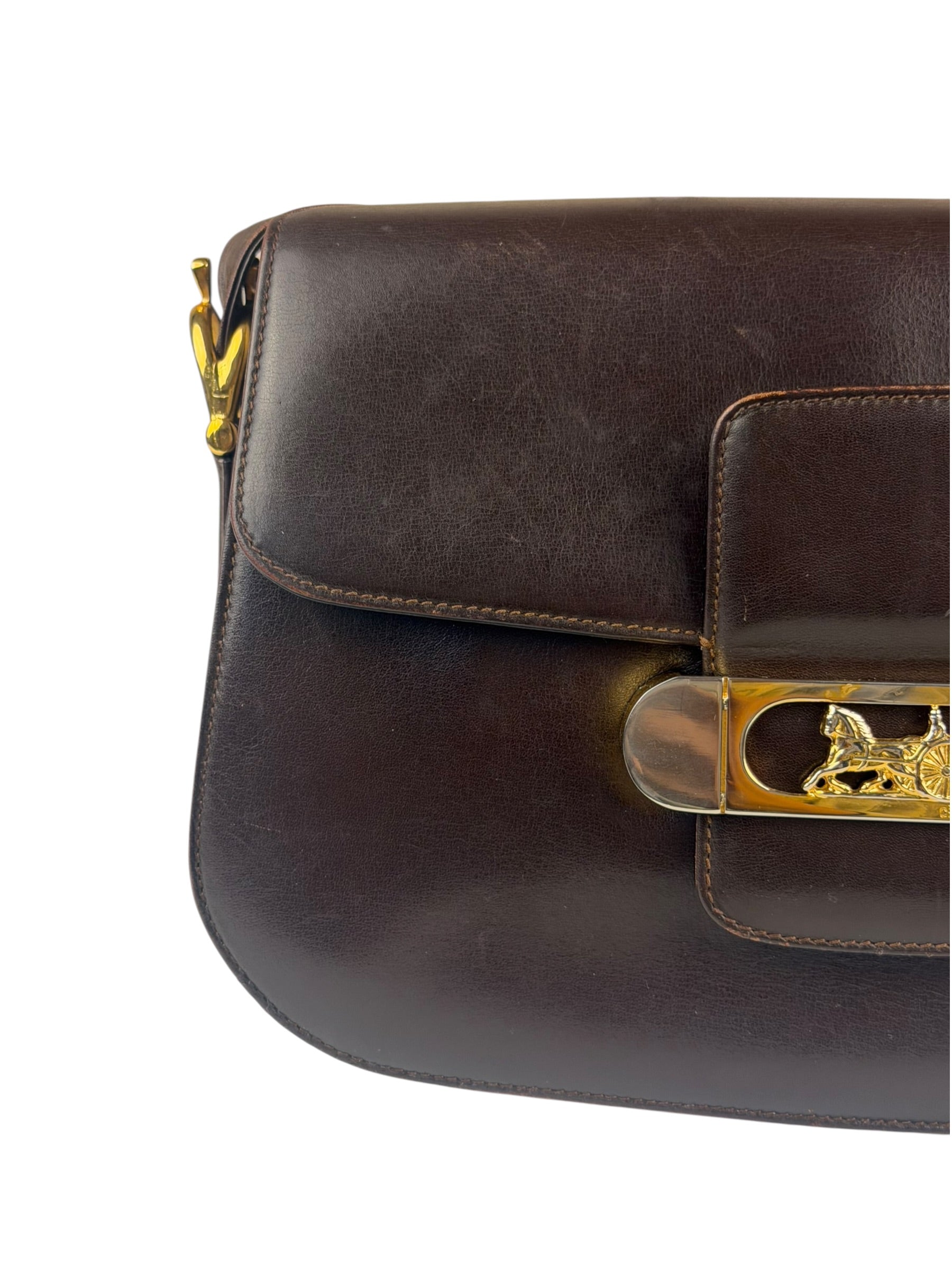 Celine Horse Carriage Dark Brown Leather Shoulder Bag