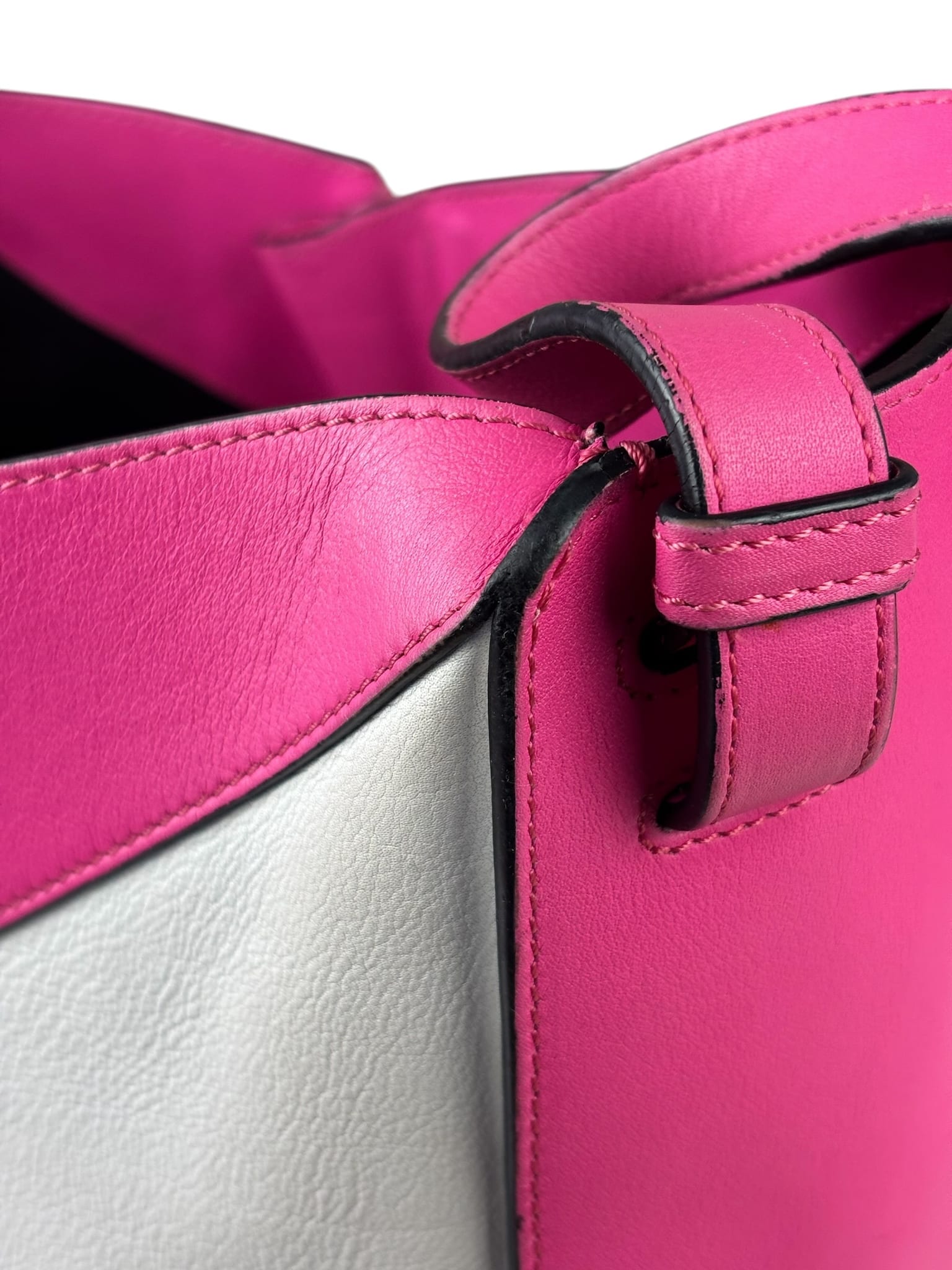 Loewe Pink/White Leather M Hammock Bag