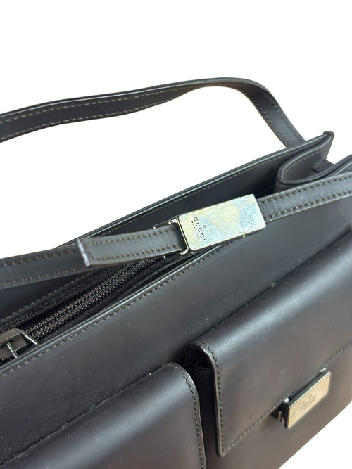 Gucci Wine Leather Double Pocket Shoulder Bag