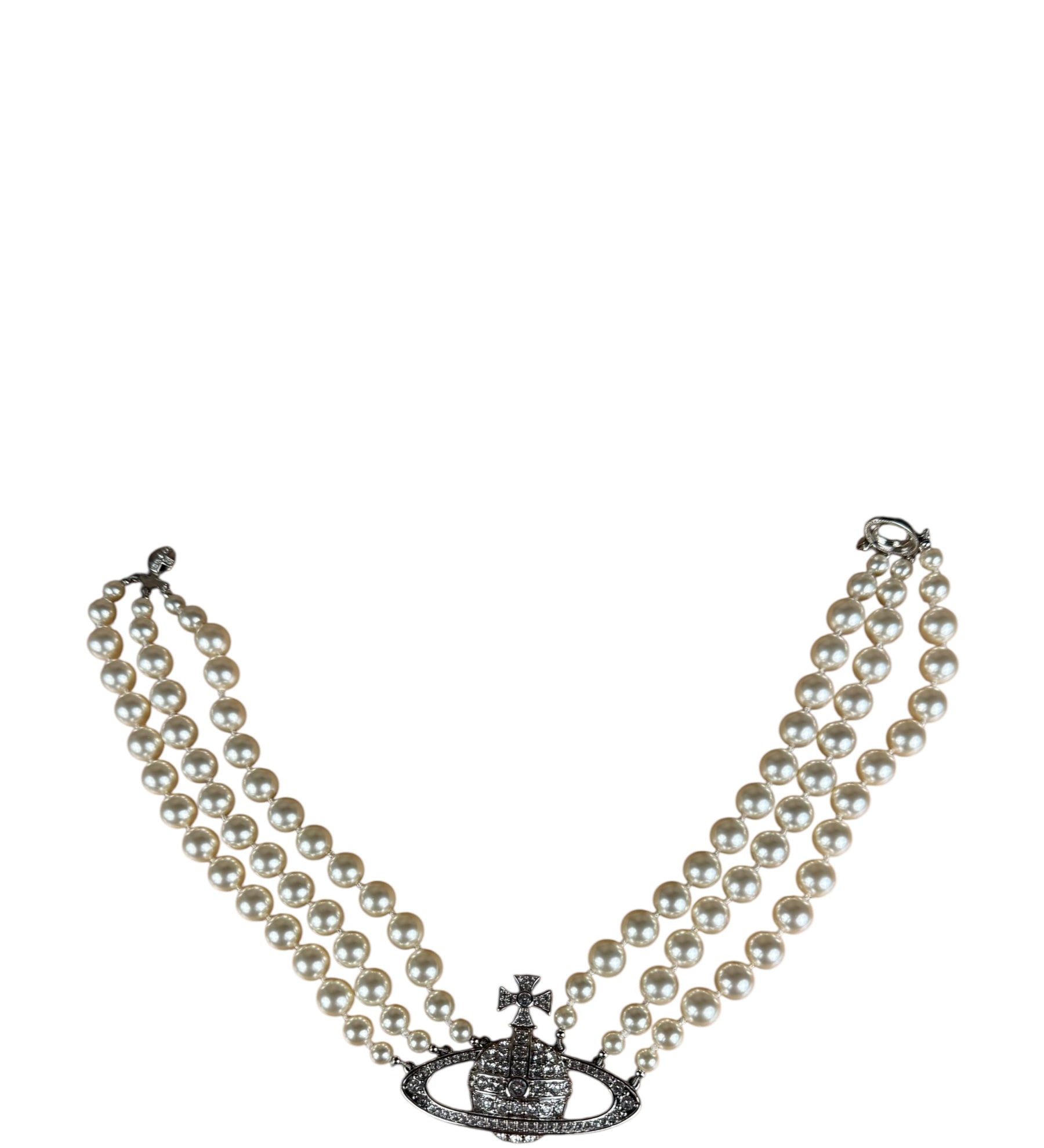 Vivienne Westwood Orb Pearl Three Row Choker Necklace