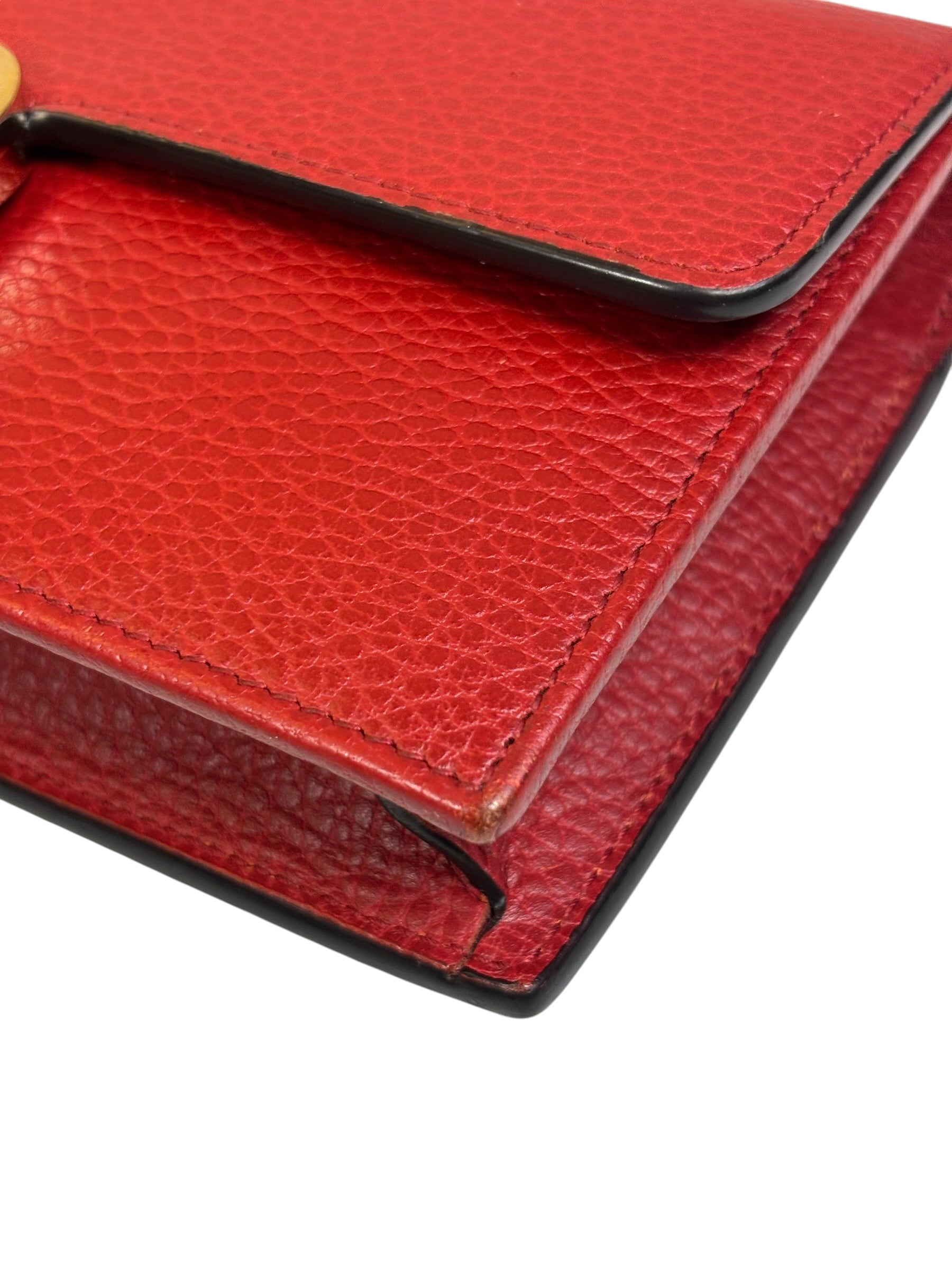 Gucci Red Leather GG Logo Wallet On Chain