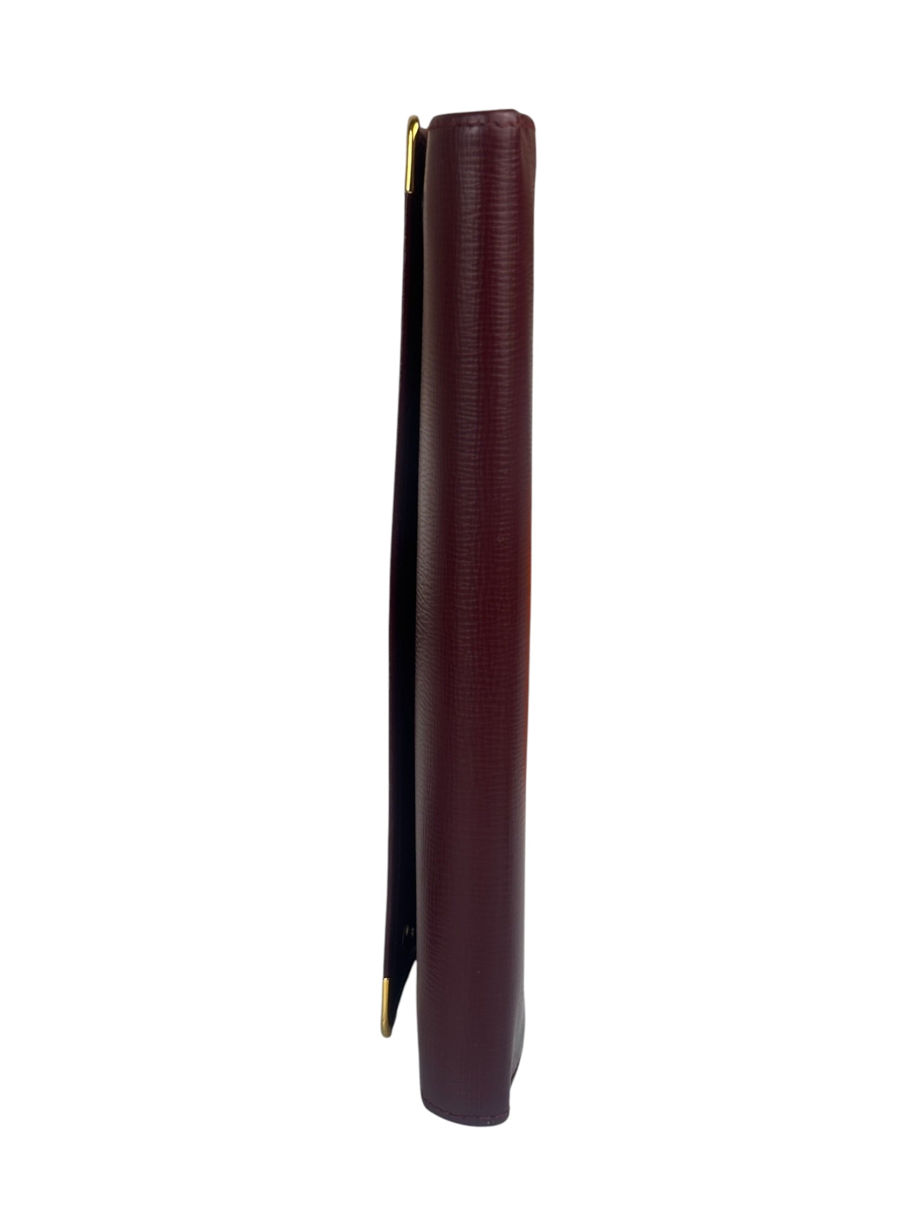Cartier Burgundy Leather Trifold Long Wallet