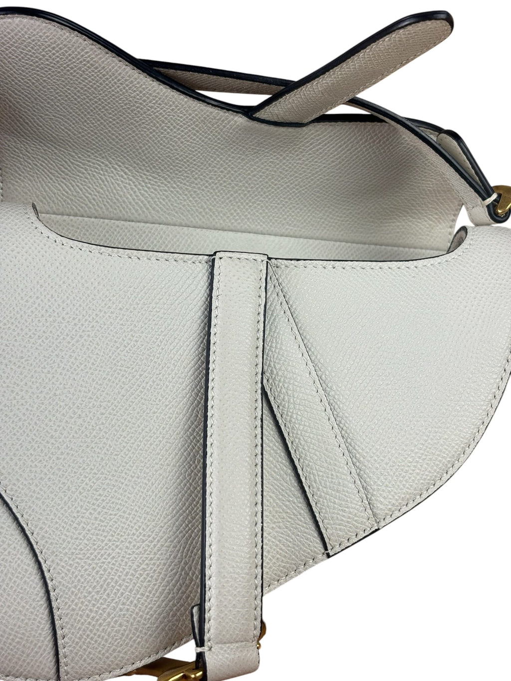 Christian Dior White Leather Saddle Handbag