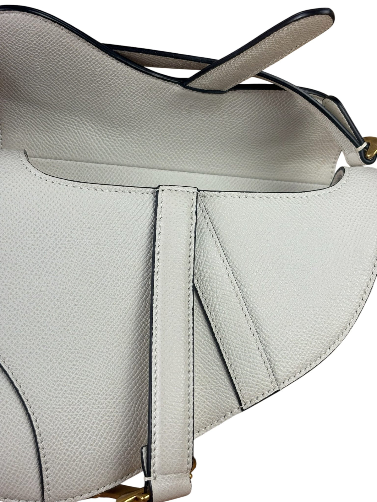 Christian Dior White Leather Saddle Handbag