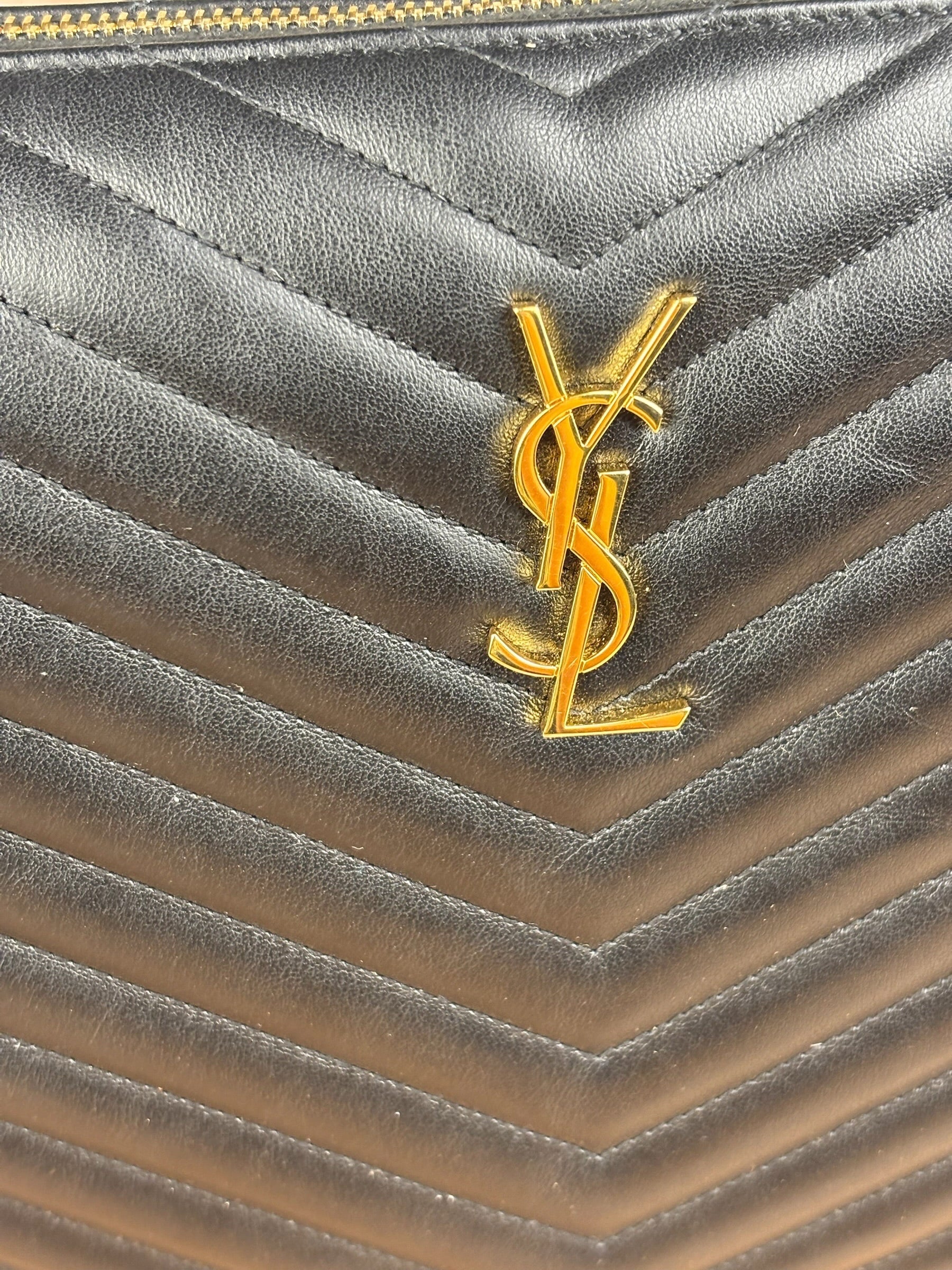 YSL Black Quilted Leather Cassandre Matelasse Pouch