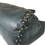 Bottega Veneta Dark Grey Leather Studded Shoulder Bag