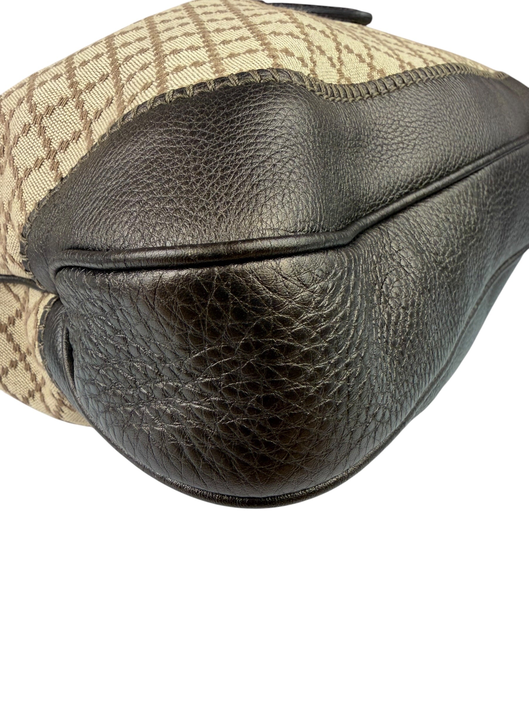 Gucci Brown Leather Trim Jackie 1961 Hobo Bag