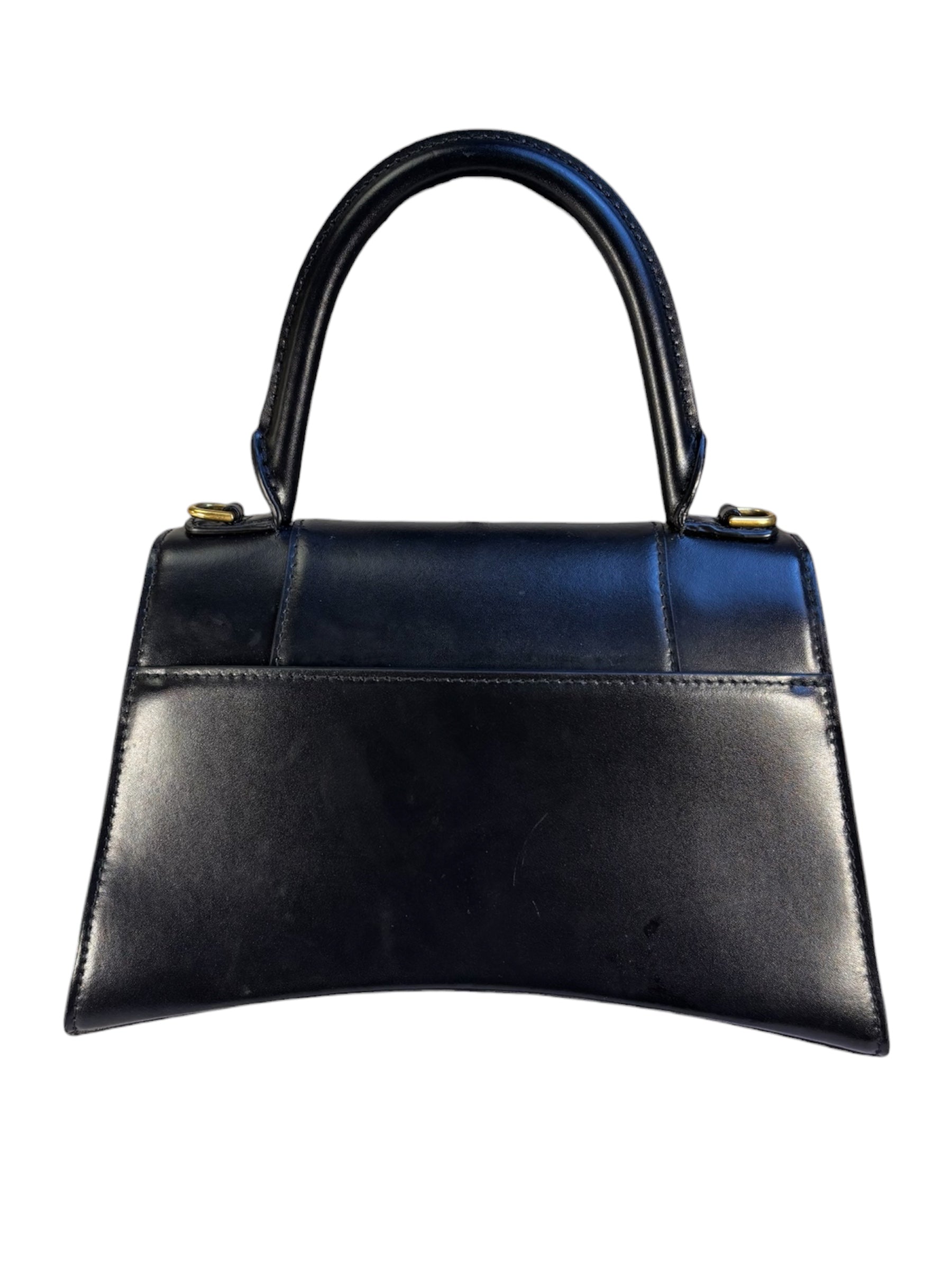Balenciaga Black Leather Hourglass Handbag