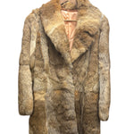 Vintage Warm Tan & Beige Rabbit Fur Coat