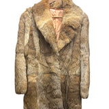 Vintage Warm Tan & Beige Rabbit Fur Coat