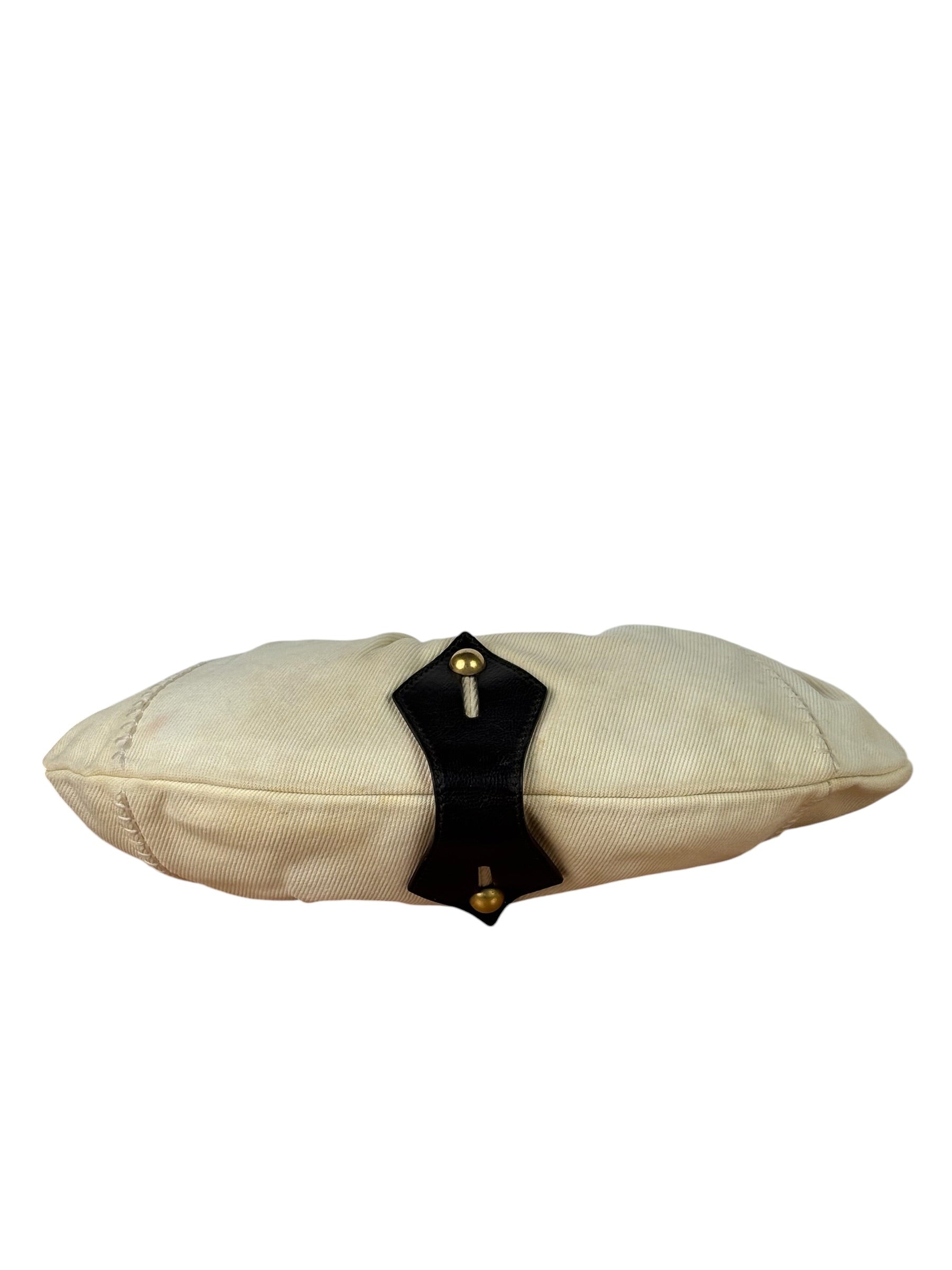 Saint Laurent White Canvas Mombasa Hobo Bag