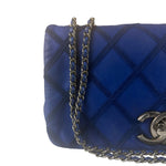 Chanel Blue Leather Diamond Stitch Iridescent Chain Flap Bag 2012