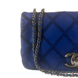 Chanel Blue Leather Diamond Stitch Iridescent Chain Flap Bag 2012