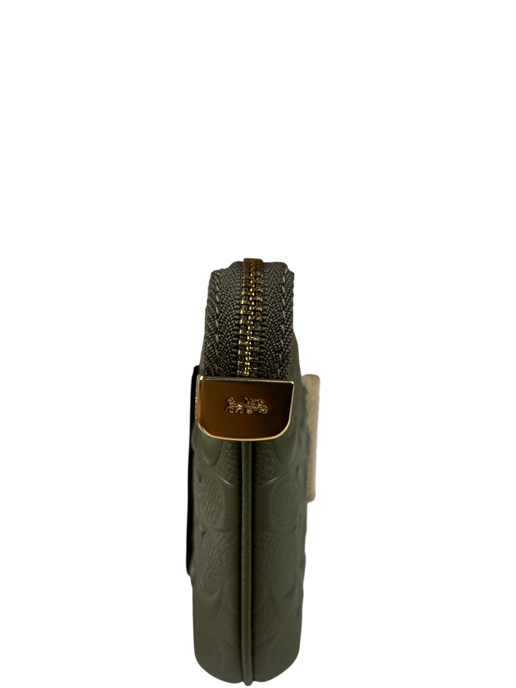 Coach Military Green Leather Signature Wristlet