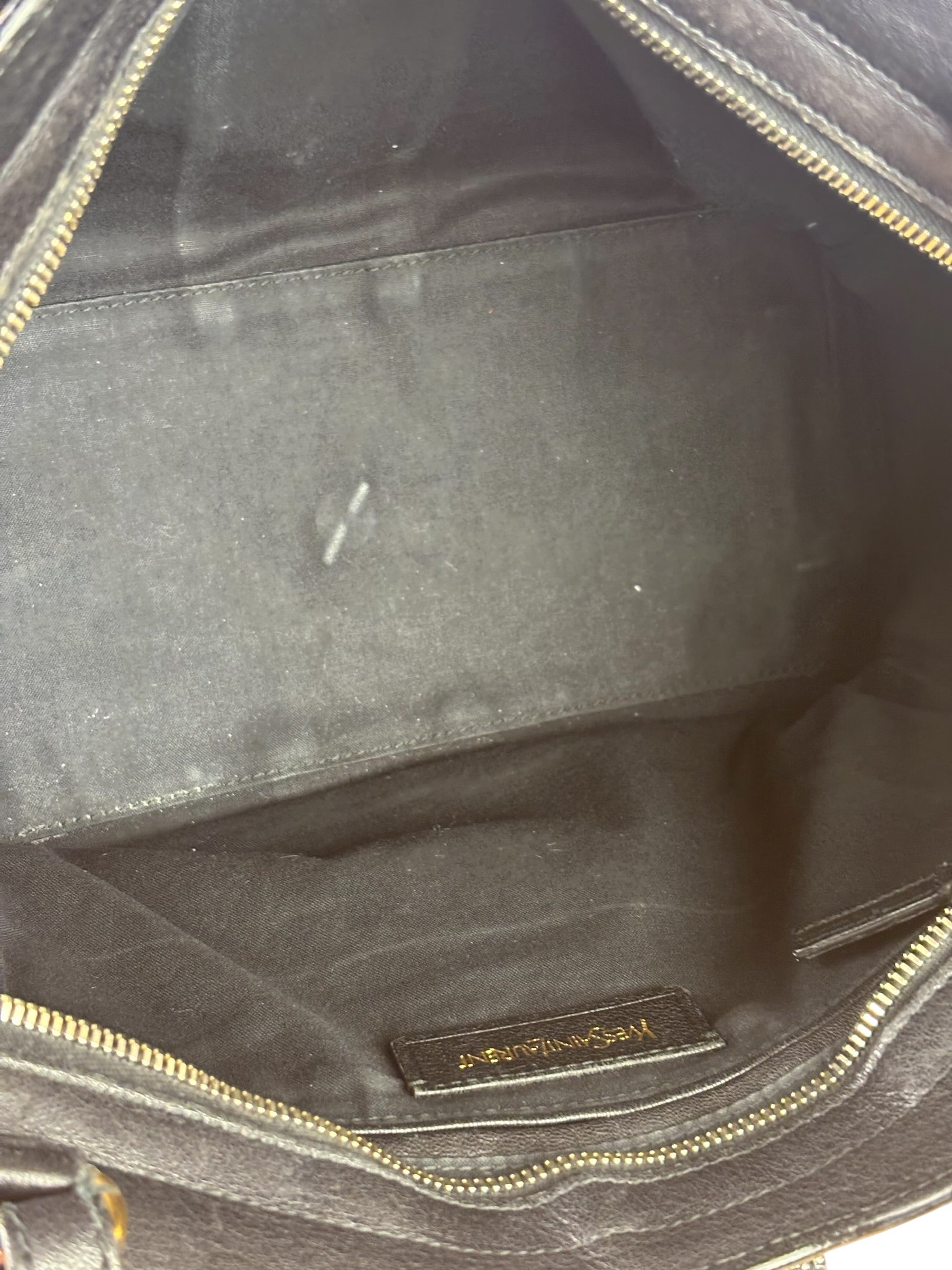 YSL Black Leather Cabas Chyc 2Way