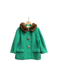Vintage Green Wool Twill Fur Collar Coat