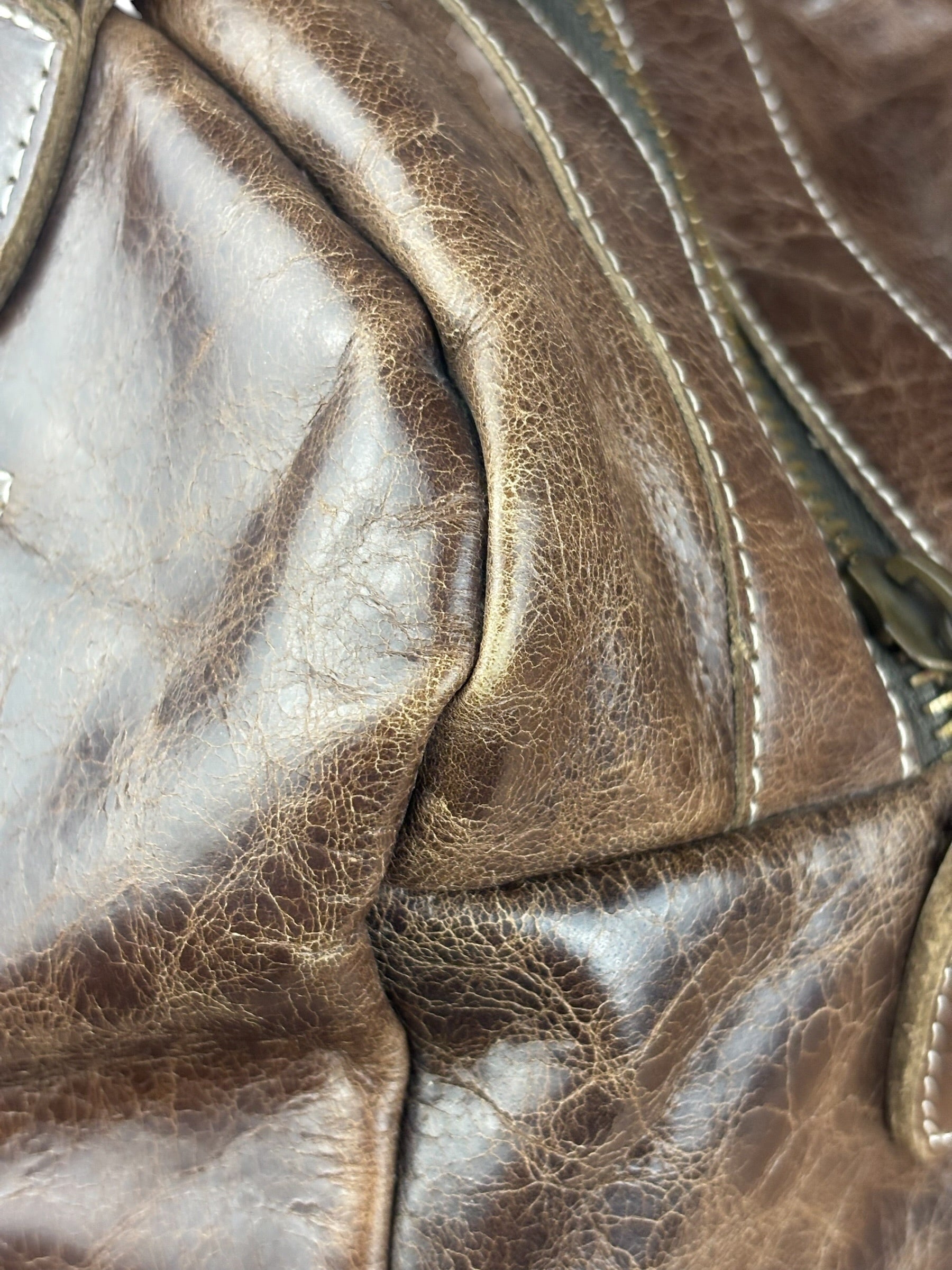 Balenciaga Vintage Brown Leather Moto Handbag
