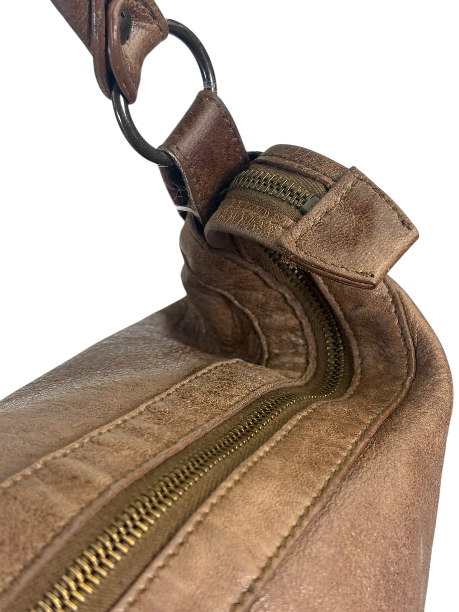 Balenciaga Brown Lambskin Day Moto Hobo Bag