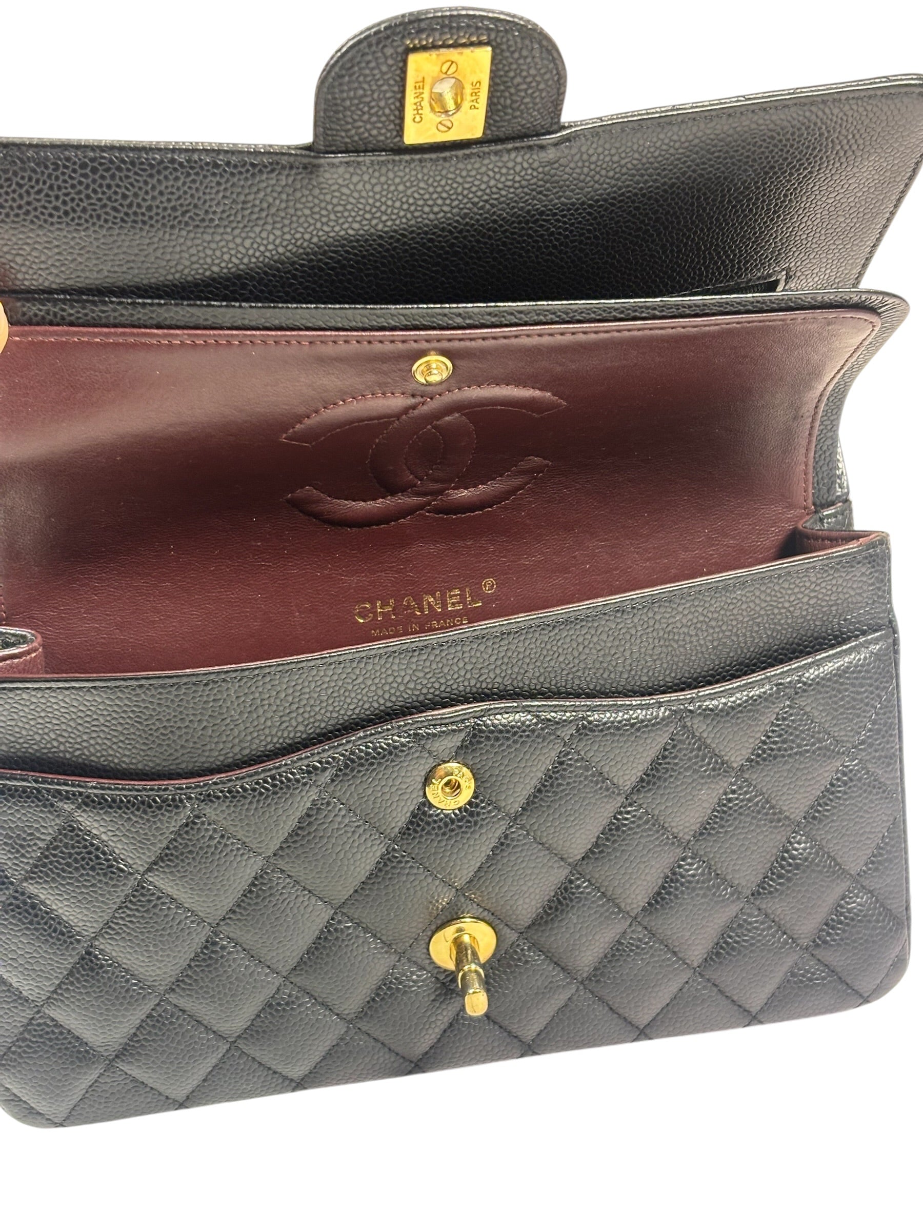Chanel Black Quilted Caviar Double Flap Bag 2012