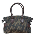 Fendi Leather Trim Zucca Canvas Du Jour Tote Bag