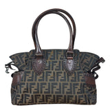 Fendi Leather Trim Zucca Canvas Du Jour Tote Bag
