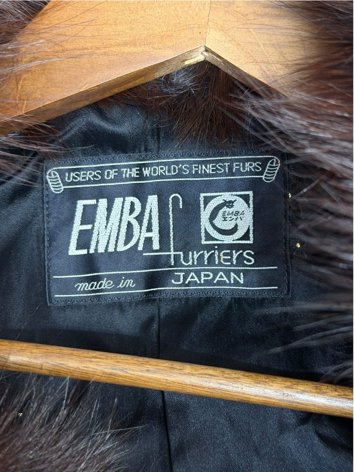 Vintage Emba Brown Mink Trim Persian Lamb Fur Long Coat