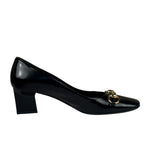 Gucci Women's Gold Horsebit Signora Black Leather Pumps
