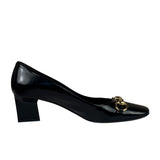 Gucci Women's Gold Horsebit Signora Black Leather Pumps