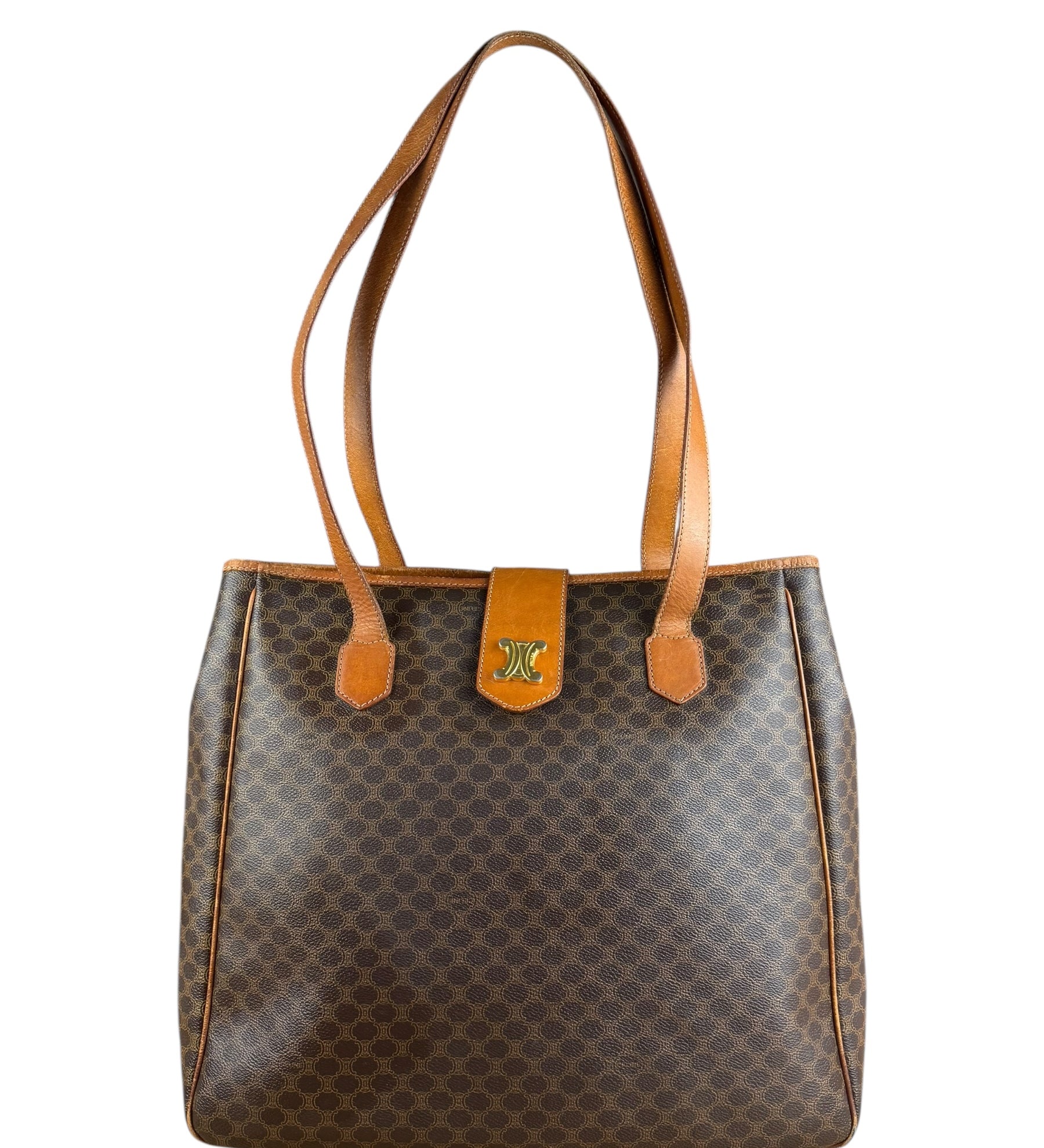 Celine Vintage Macadam Canvas Shoulder Tote