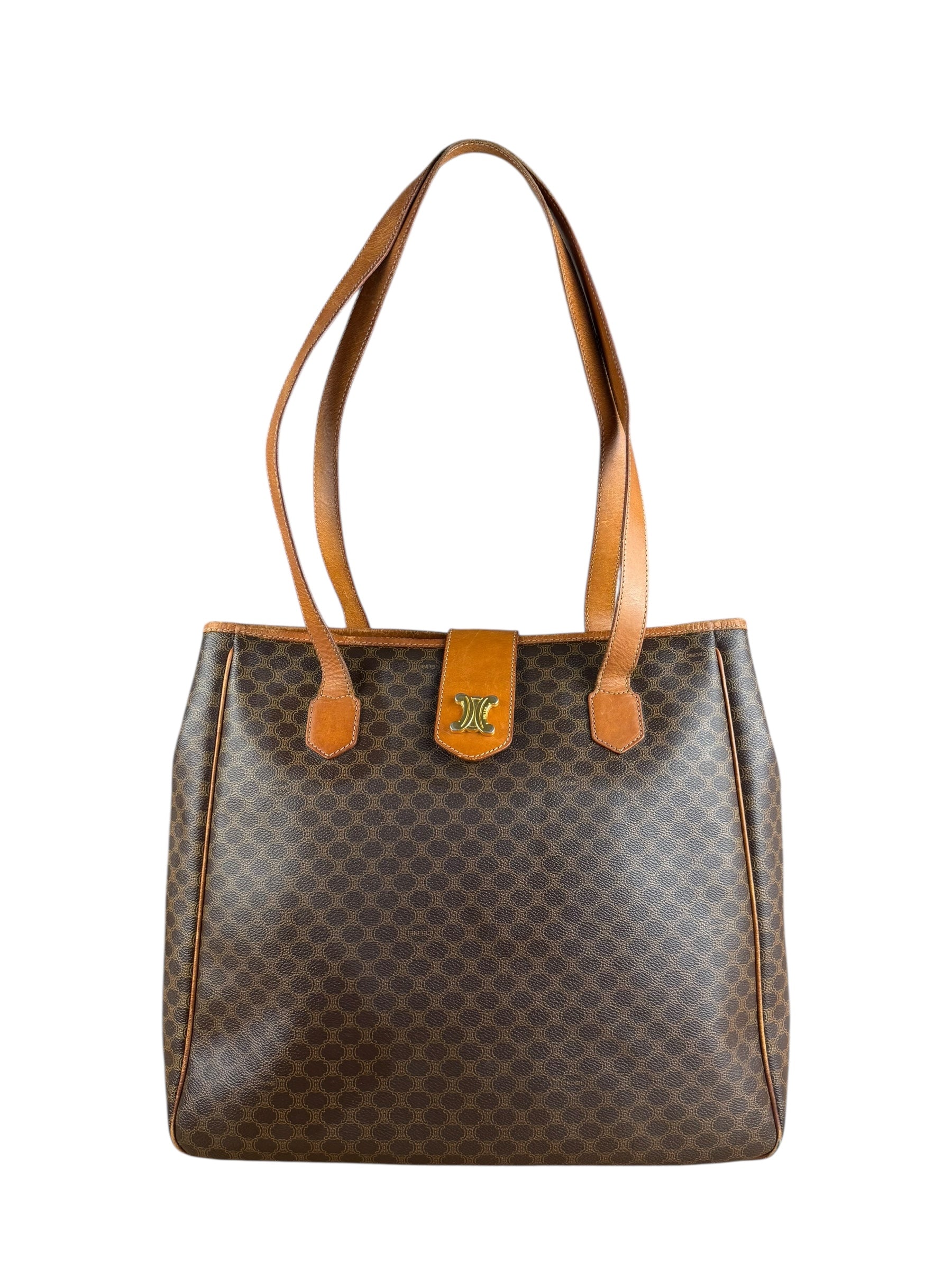 Celine Vintage Macadam Canvas Shoulder Tote