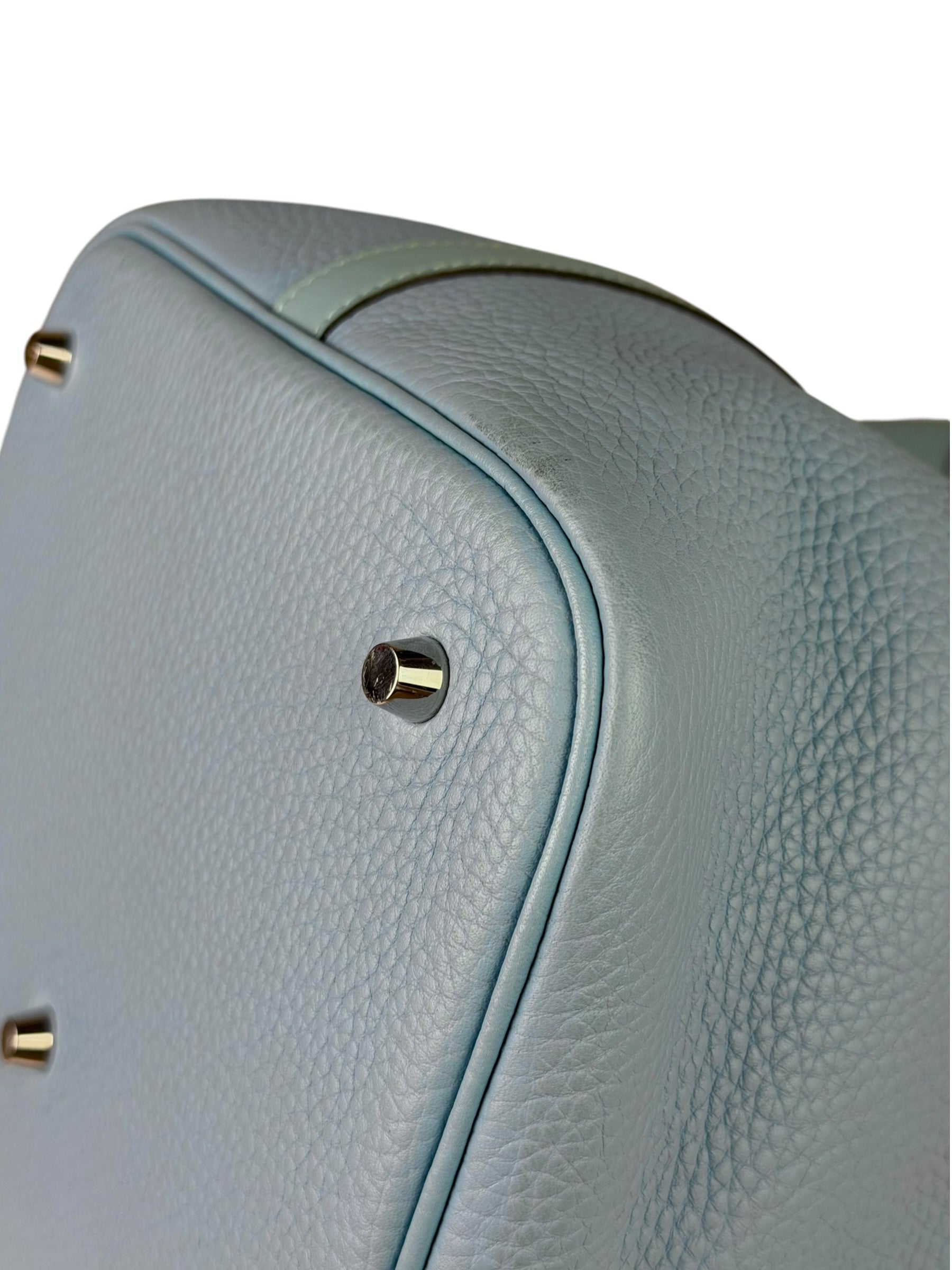 Hermes Blue Leather Picotin Lock 18 Bucket Bag