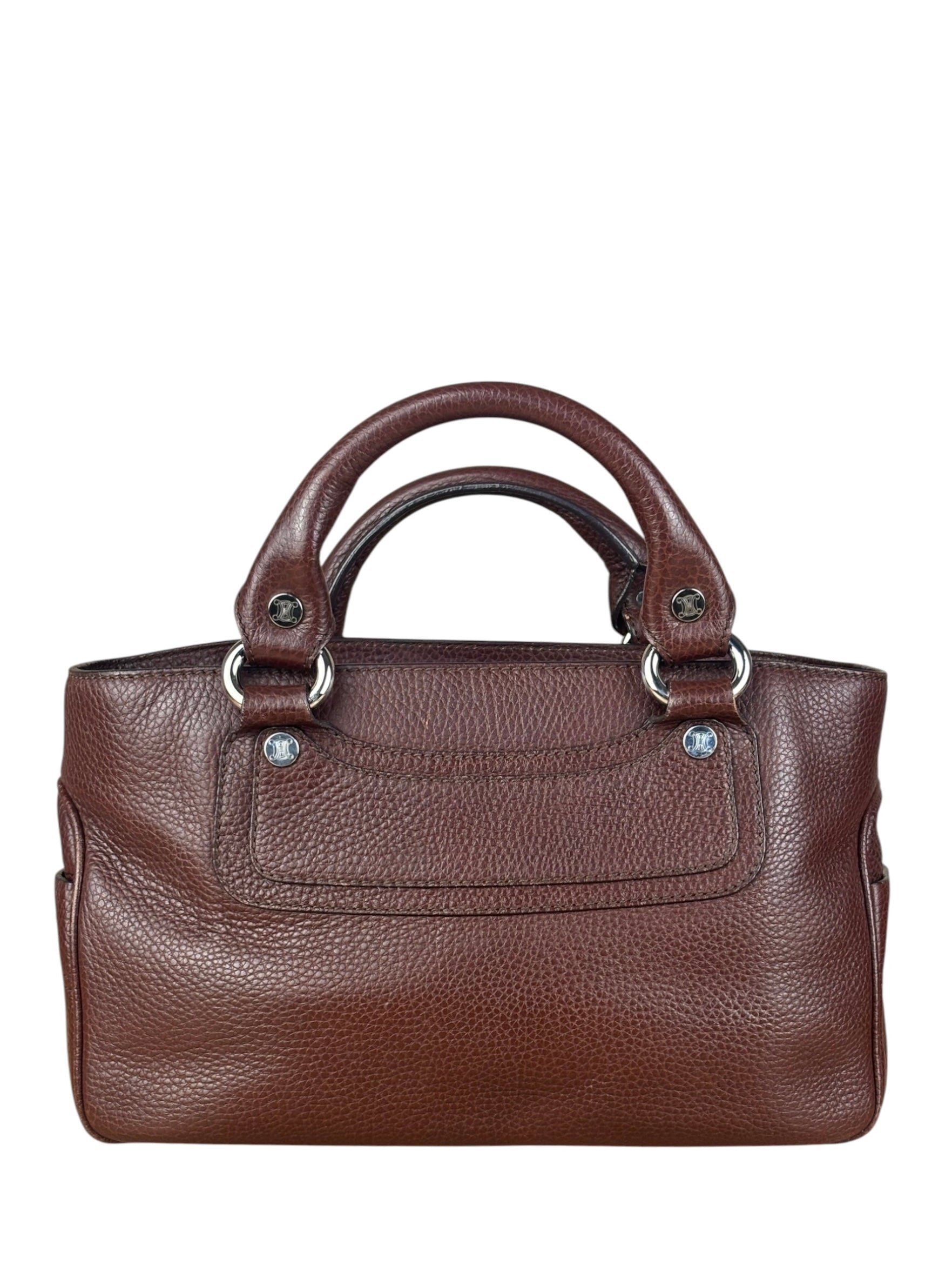Celine Brown Pebbled Leather Boogie Handbag