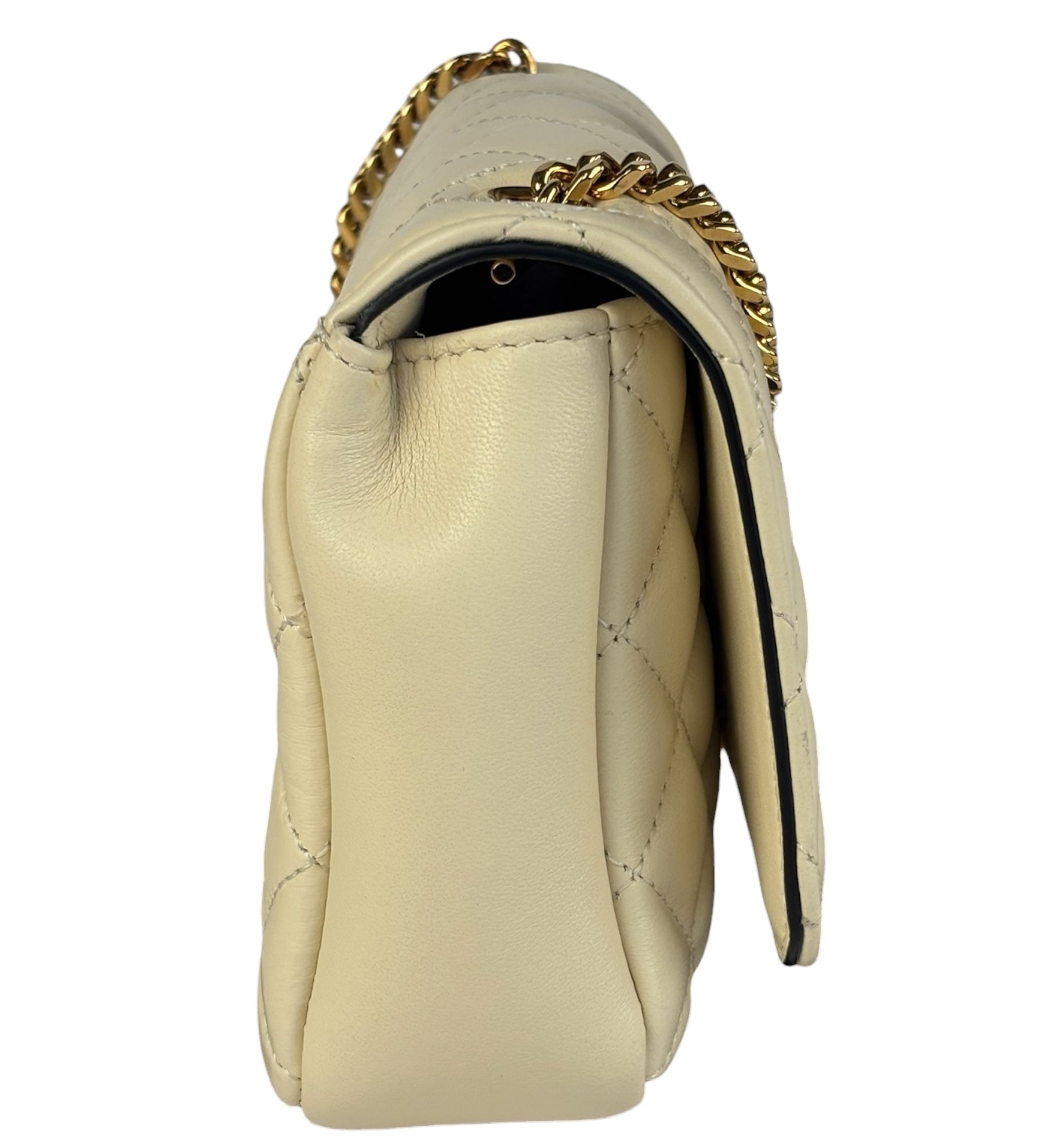 Versace Ivory Quilted Leather Medusa Flap Bag