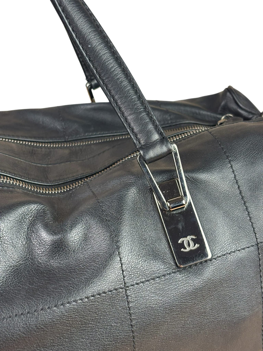 Chanel Black Lambskin Boston Chocolate Bar Bag