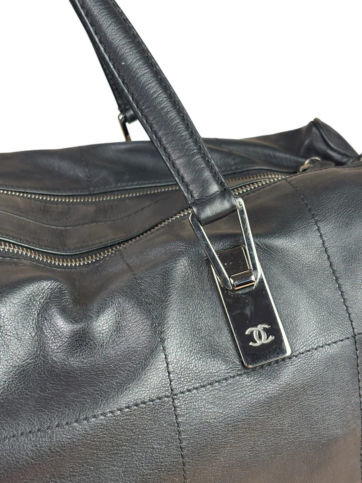 Chanel Black Lambskin Boston Chocolate Bar Bag
