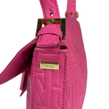 Fendi Pink Leather Logo Embossed Baguette