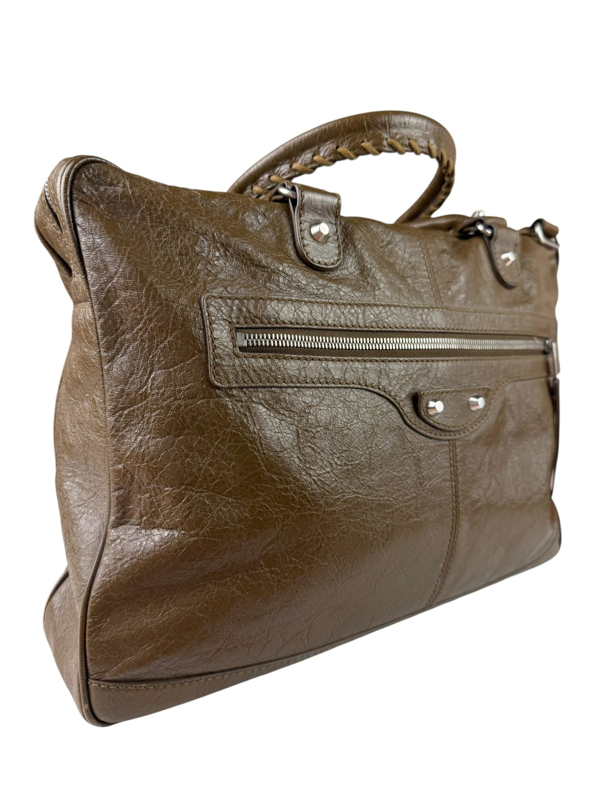 Balenciaga Brown Motocross Classic Travel Bag