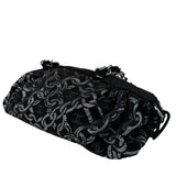 Chanel Black CC Jacquard Chain Silver Metallic Bowler Handbag 2005