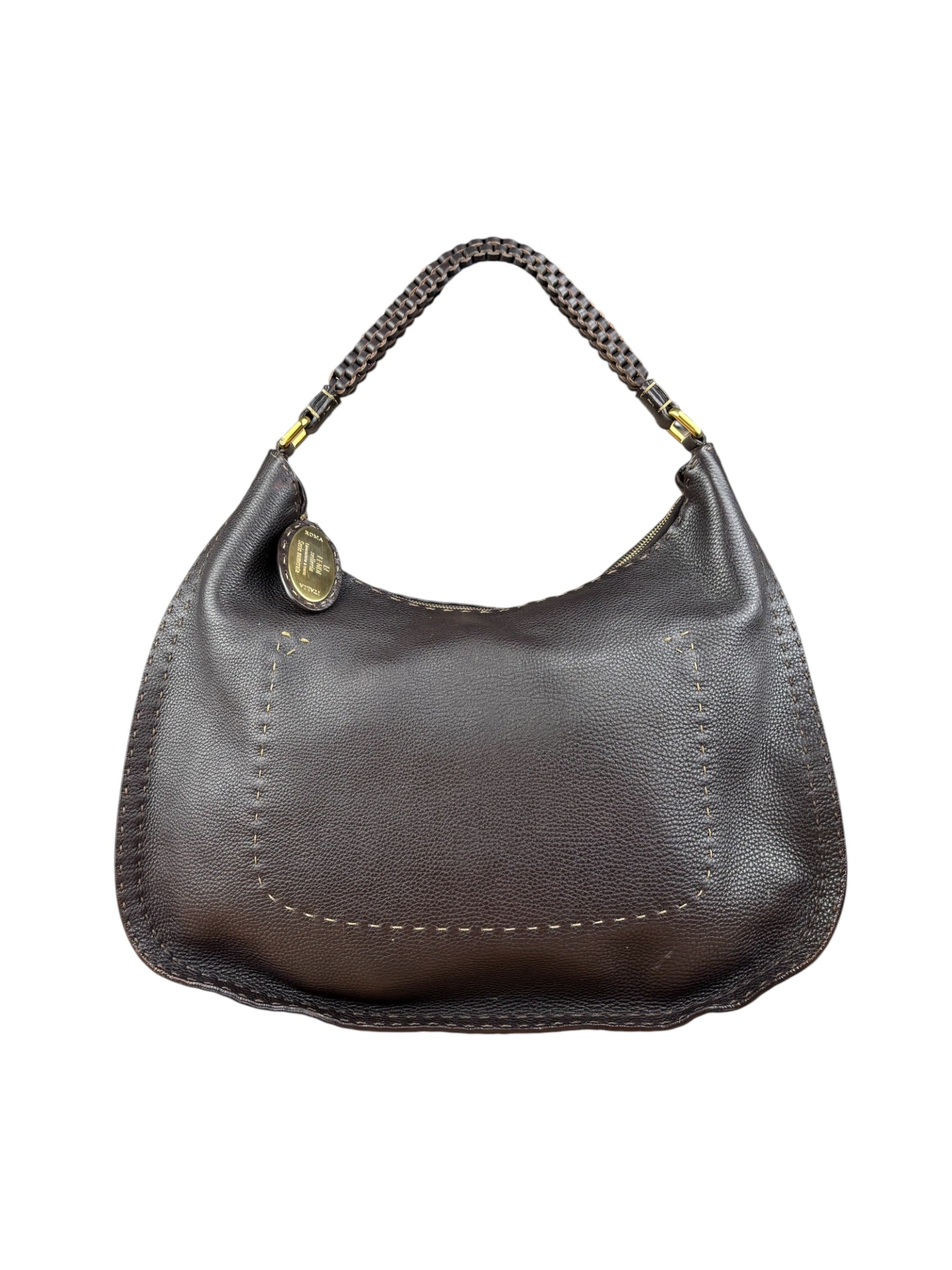 Fendi Brown Selleria Leather Hobo Bag