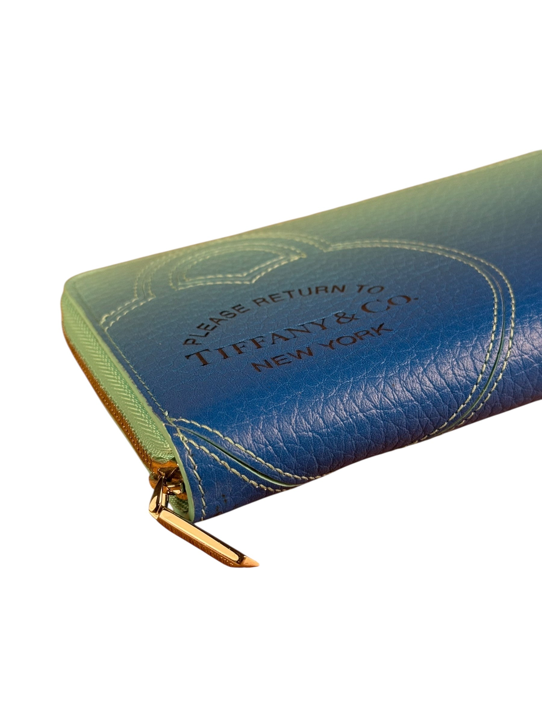 Tiffany & Co Blue Gradient Leather Long Zippy Wallet